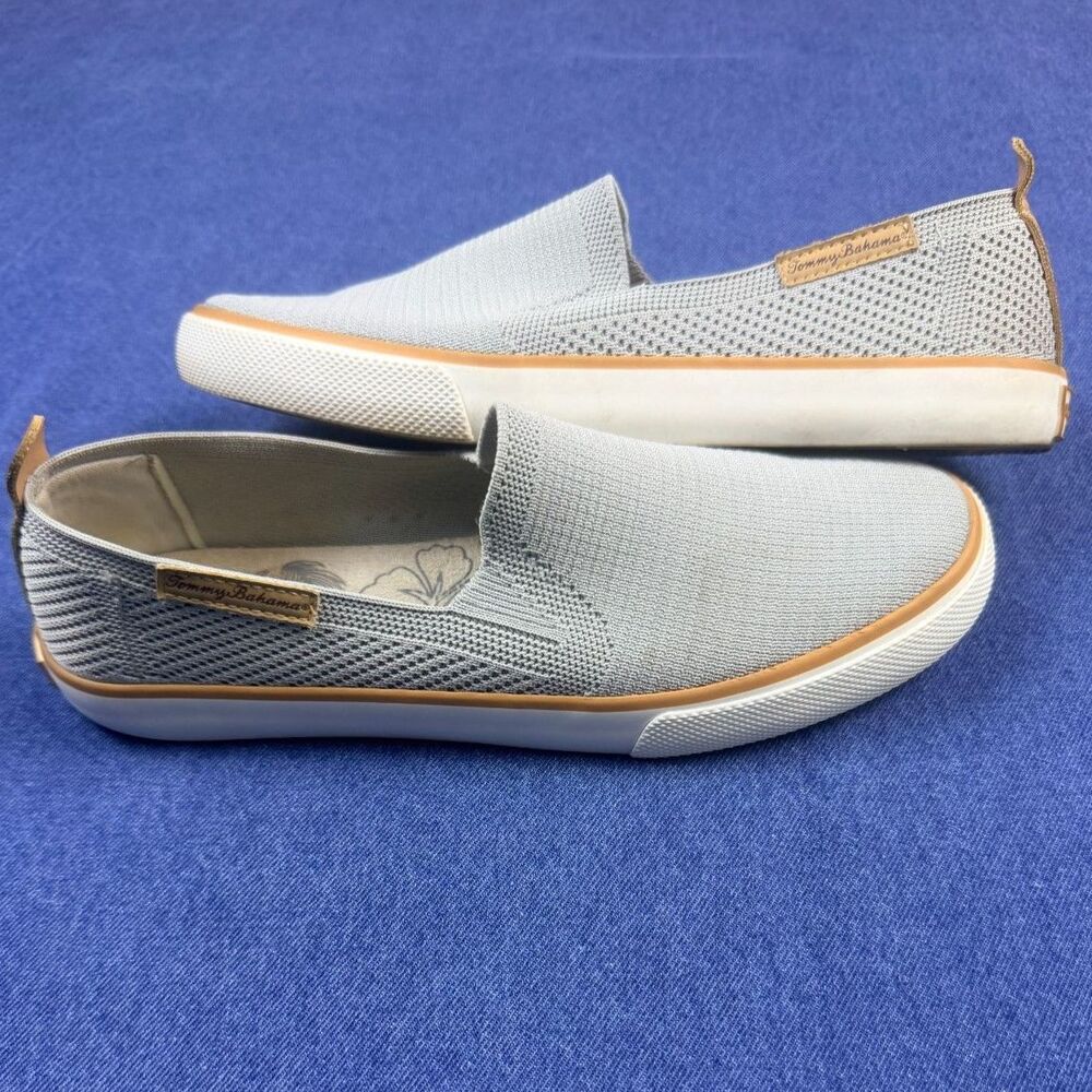 Tommy Bahama Womens 7.5 Gray Knit Slip On Sneakers Casual Comfort Shoes